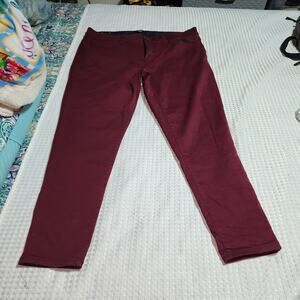LULAROE EUC WOMEN'S SIZE 40 CRANBERRY STRETCH PANTS SKINNY FIT redone